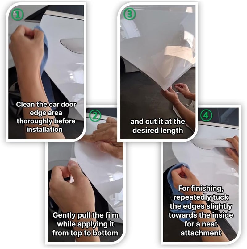 QLim 3M-Pro 4doors Car Door Edge/Entry Protector/Sticker/Guard, 3M-PPF(Paint Protection Film) Pro Series, Clear(Transparent), Anti Scratch, Universal Fit for Most Cars (Clear Pro 0.5inx36in/4strips) - Image 5